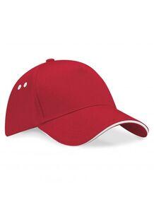 Beechfield BF15C - Ultimate 5 Panel Cap - Sandwich Peak Red/White