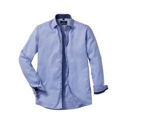 Russell RU964M - LONG-SLEEVED HERRINGBONE SHIRT Light Blue / Mid Blue / Bright Navy