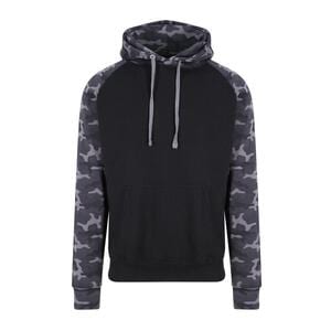 AWDIS JUST HOODS JH009 - Baseball Sweatshirt Solid Black / Black Camo