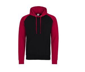 AWDIS JUST HOODS JH009 - Baseball Sweatshirt Jet Black / Fire Red